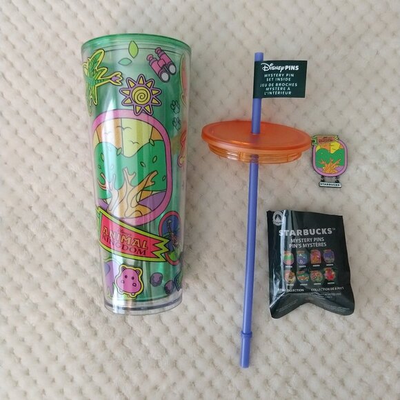Disney Animal Kingdom Starbucks Tumbler with ONE Mystery Pin "Tree of Life" - Picture 1 of 6